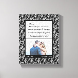 Toile Mariage Motif noir moderne photo Mariage Vow