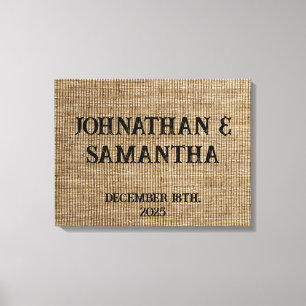 Toile Mariage personnalisé rustique burlap motif nature
