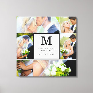 Toile Mariage Photo Collage Modèle Avec Monogramme