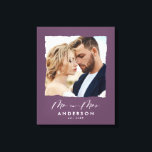 Toile Mariage photo moderne personnalisé M. et Mme.<br><div class="desc">Moderne simple bords déchirés violet photo M. et Mme mariage personnalisée établie en cadeau.</div>