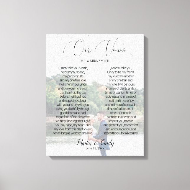 Toile Mariage photo personnalisé & Vows Canvas Imprimer (Recto)