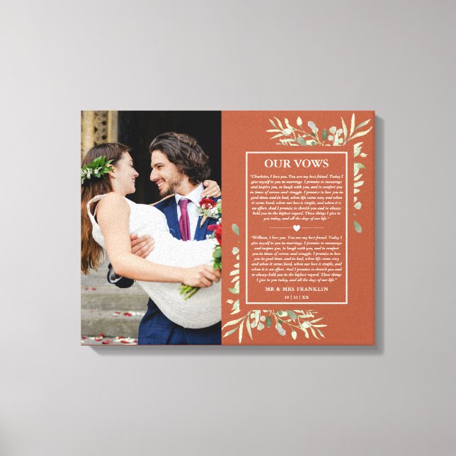 Toile Mariage Vows Terracotta Green Photo (Recto)