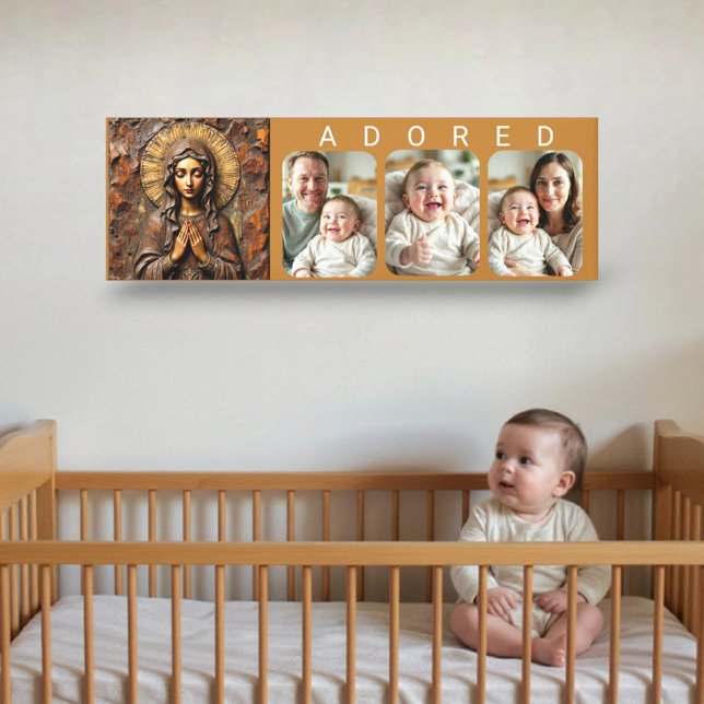 Toile Marie en bois dévotion sculptée - Photo de bébé AD (Créateur téléchargé)