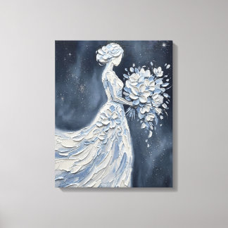 Toile Mariée florale à l'Impasto avec parapluie