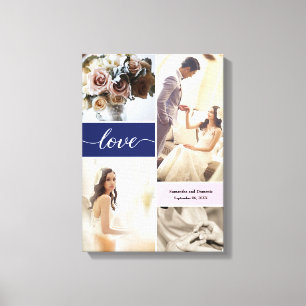 Toile Marine bleu et rose élégant Amour Mariage Photos