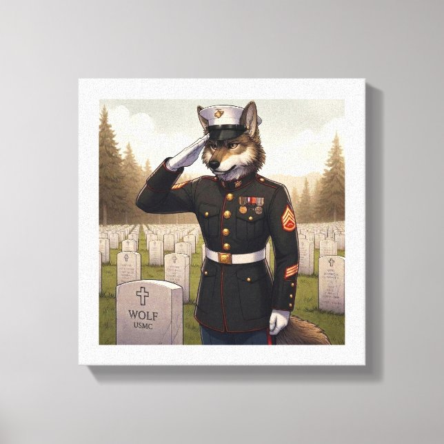 Toile Marine Corps Wolf saluant  (Recto)