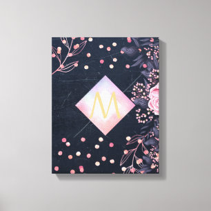 Toile Marine Rosegold Cadeaux Monogramme Girl Floral Ros