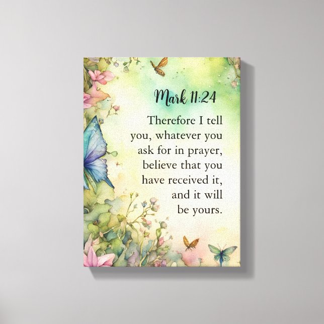 Toile Mark 11:24 Christian Watercolor Image (Recto)