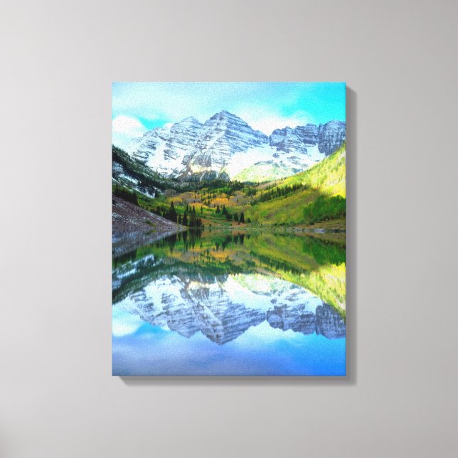 Toile Maroon Bells se reflétant dans le lac Maroon (Recto)