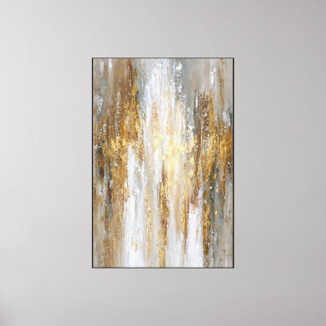 Toile Marron, Blanc & Or Textures Verticales – Abstrait  (Recto)