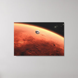 Toile Mars Science Laboratory approchant Mars.