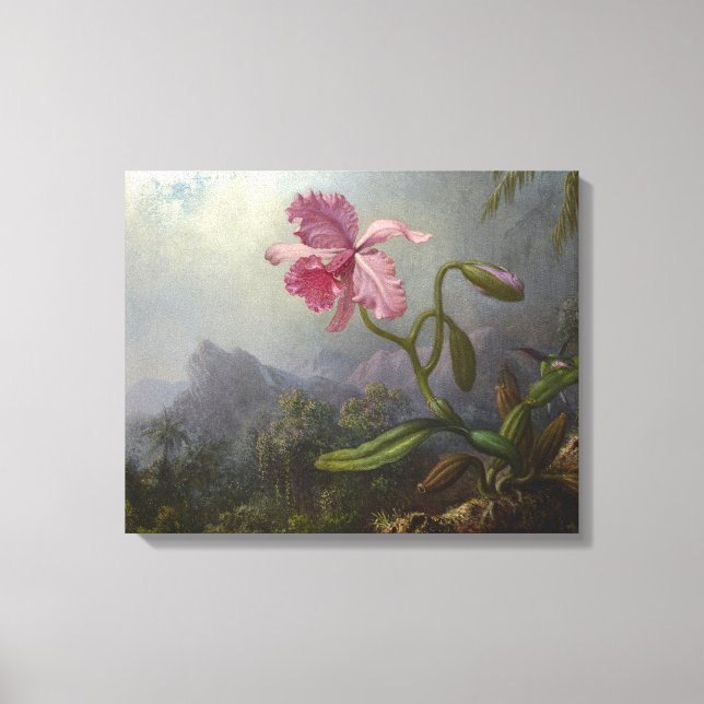 Toile MARTIN J. HEADE - Deux colibris avec une orchidée (Recto)
