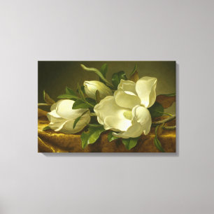 Toile Martin Johnson Heade - Magnolias sur Gold Velvet