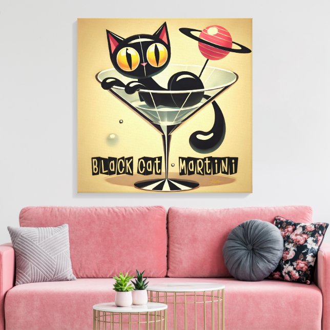 Toile Martini Black Cat Futuriste Atomique Espace (Insitu(Salon))