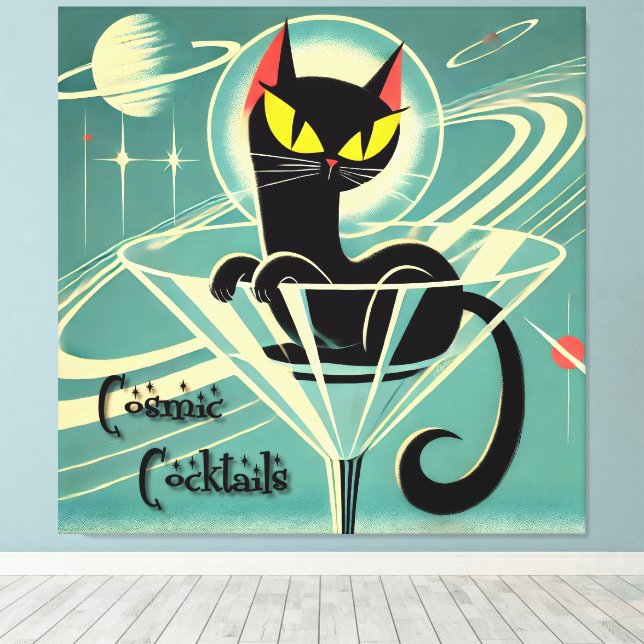Toile Martini Black Cat Futuriste Atomique Espace (Insitu (Plancher de Bois))