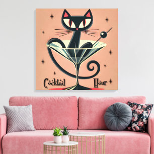 Toile Martini Black Cat Futuriste Atomique Espace