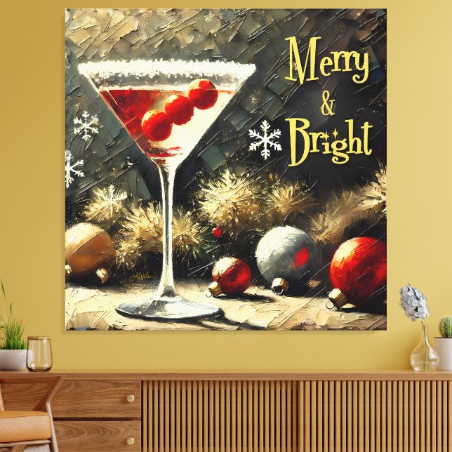 Toile Martini de Noël aux triples cranberries Rétro 50 (Insitu(Salon))