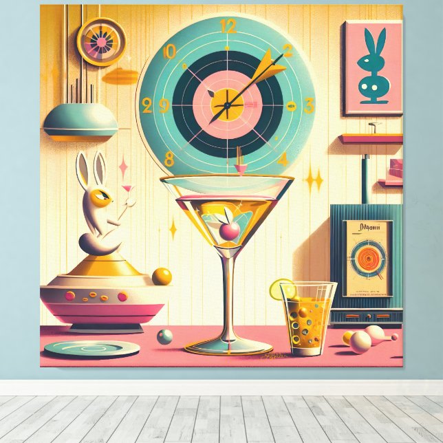 Toile Martini lapin atomique Futuriste du milieu du sièc (Insitu (Plancher de Bois))
