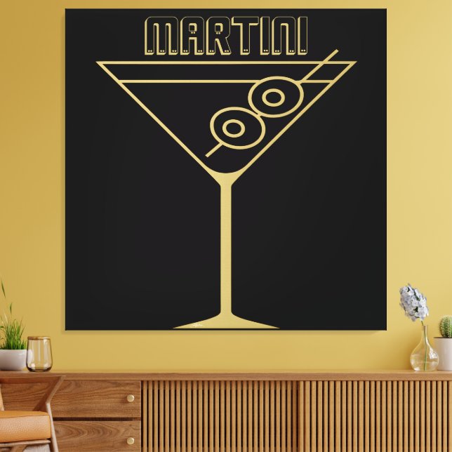 Toile Martini Olive Vert Or Moderne du Milieu du Siècle (Insitu(Salon))