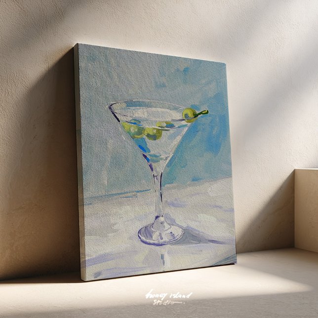 Toile Martini Painting Canvas (martini art, cocktail decor, bar wall art, drink painting, retro style, modern chic, glam wall art, )