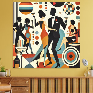 Toile Martinis Jazzy Abstraits et Fête de Cocktail Dansa