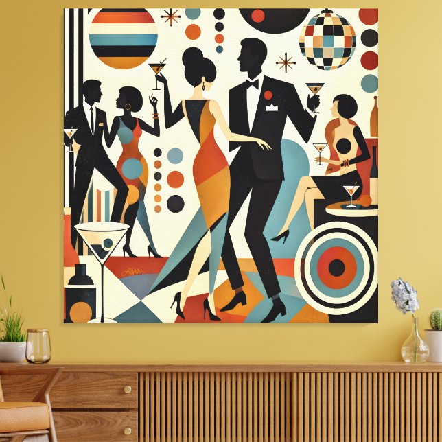 Toile Martinis Jazzy Abstraits et Fête de Cocktail Dansa (Insitu(Salon))