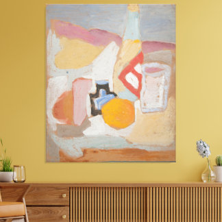 Toile Martwa natura z pomarańczą, butelką i kałamarzem