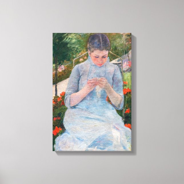 Toile Mary Cassatt - Jeune fille cousant dans un jardin (Recto)