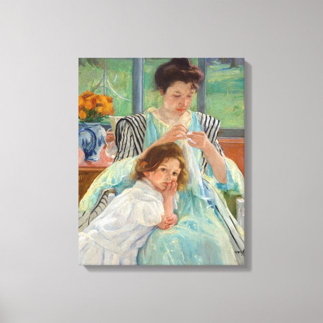 Toile Mary Cassatt - Jeune Mère Cousant (Recto)