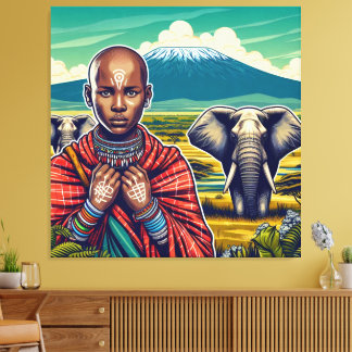 TOILE MASAI ART CANVAS WALL FRAME