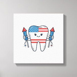 Toile Mascotte de dent patriotique Conception de vecteur