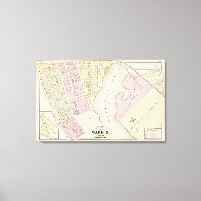 Toile Mashapaug Pond et environs Atlas Map (Recto)