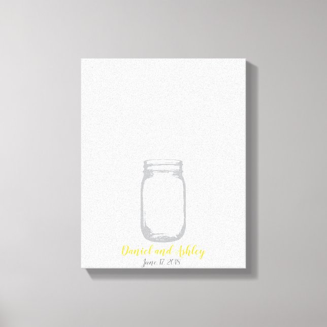 Toile Mason Jar Fire Flies Mariage Fingerprint Livre d'o (Recto)