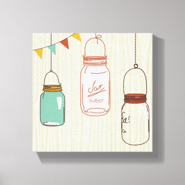 Toile Mason Jars avec arrière - plan en bois (Recto)