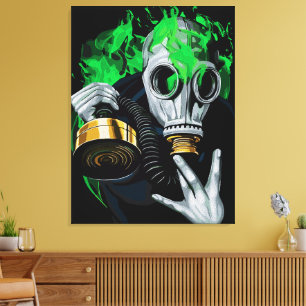 Toile Masque à gaz toxique : Flammes néon