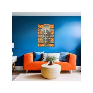 Toile Masque Tribal Africain Orange Kente Canvas Imprime