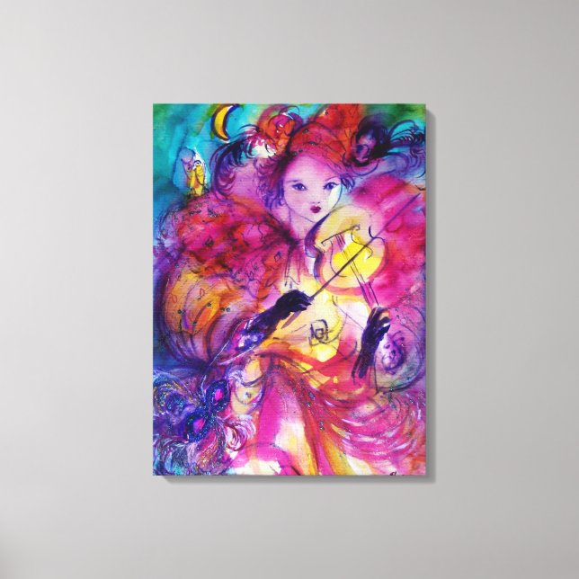 Toile MASQUERADE NUIT Carnaval Musicien Noir Blanc (Recto)