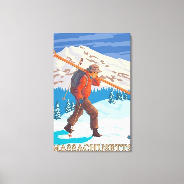 Toile MassachusettsSkier de transport de ski (Recto)