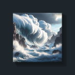 Toile Massive Waves Crashing Against Towering Vertical<br><div class="desc">A breathtaking digital masterpiece capturing the epic power of the sea. Colossal turquoise waves surge and break against steep, textured stone cliffs under a dramatic, cloud-filled sky, creating a cinematic and awe-inspiring coastal landscape. Perfect for high-end wall decor, statement art pieces, or modern professional spaces seeking a powerful natural focal...</div>