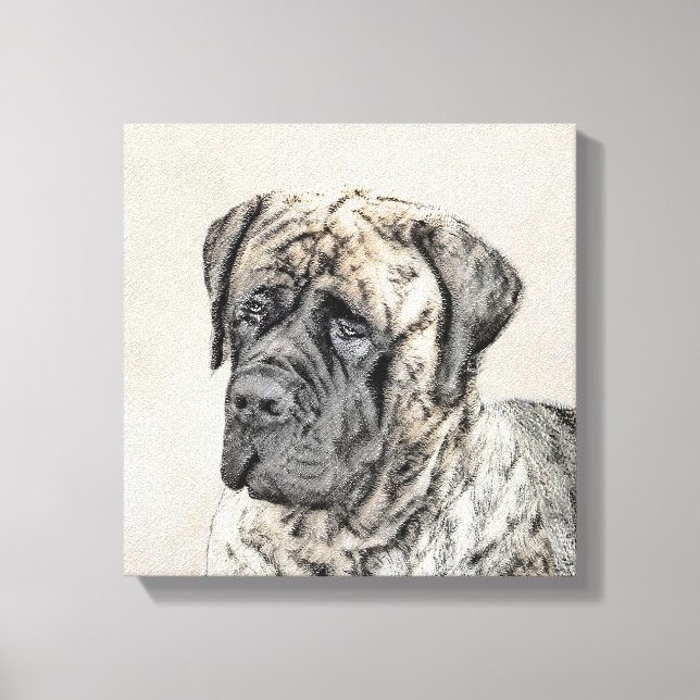 Toile Mastiff anglais (Brindle) Peinture - Chien Art (Recto)