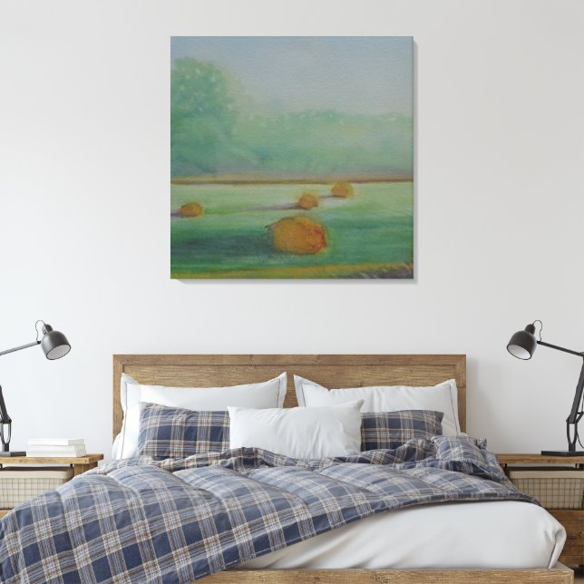 Toile Matin de brume du paysage de prairie aquarelle (Insitu(Chambre))