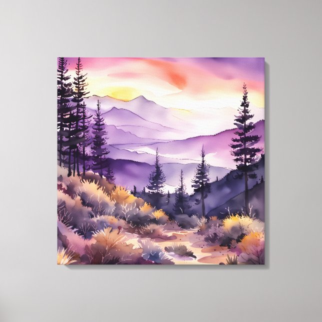 Toile Matin Mist Smokey Mountains Aquarelle (Recto)