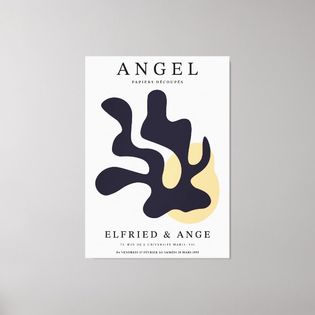 Toile Matisse Leaf Abstract Organic Art Print Navy (Recto)