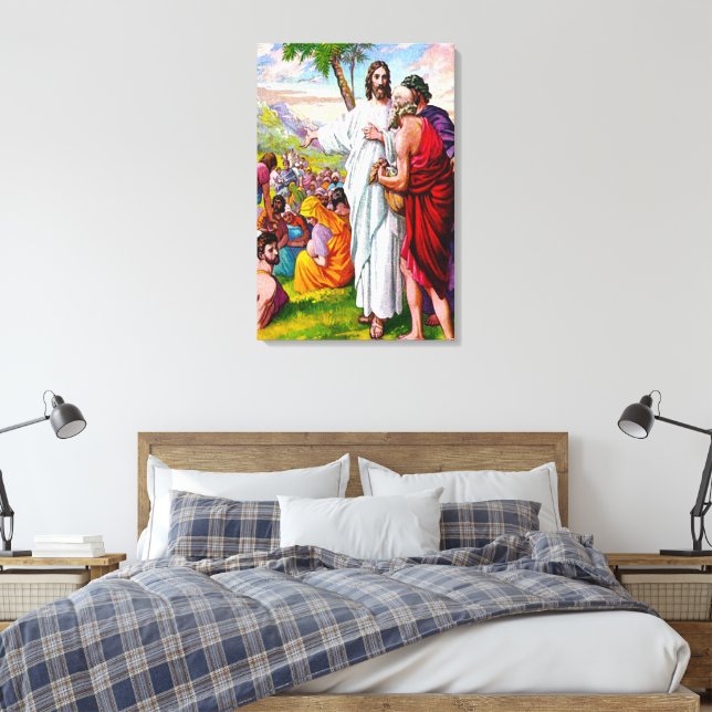 Toile Matthieu 14:13-21 Jésus Nourrit 5000 Hommes Canvas (Insitu(Chambre))