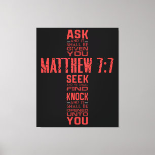 Toile Matthieu 7:7 Bible Verse Cross Canvas Art