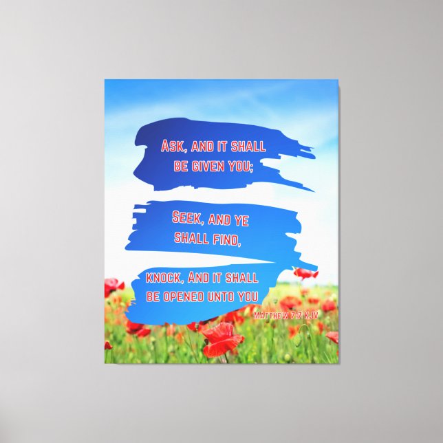 Toile Matthieu 7:7 Bible Verse KJV Pic Wall Art (Recto)