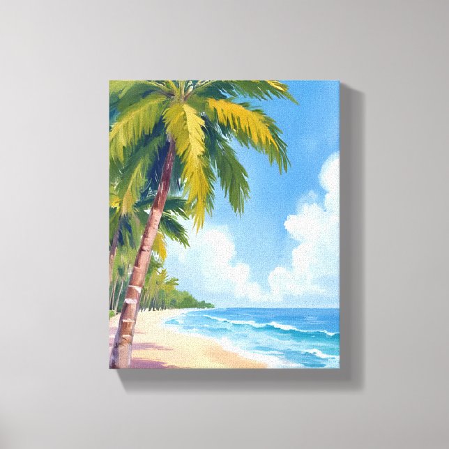 Toile Maui Beach Palm Trees Hawaii Peinture (Recto)