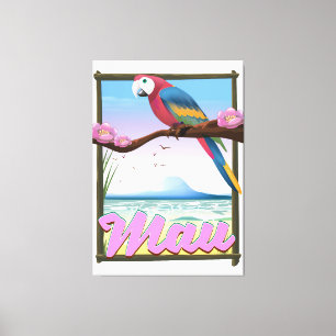 Toile Maui Hawaii perroquet affiche de voyage tropicale
