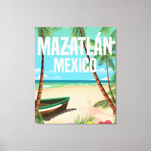 Toile Mazatlán Mexique Affiche de voyage vintage de plag
