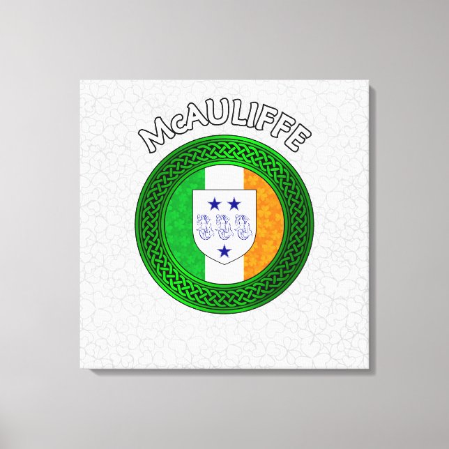 Toile McAuliffe Crest & Celtic Knot sur Shamrock (Recto)